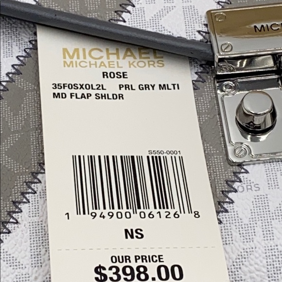 MICHAEL KORS ROSE MEDIUM FLAP SHOULDER PEARL GRAY - Picture 16 of 16